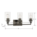 Three Light Vanity<br /><span style="color:#4AB0CE;">Entrega: 4-10 dias en USA</span><br /><span style="color:#4AB0CE;font-size:60%;">PREGUNTE POR ENTREGA EN PANAMA</span><br />Collection: Binsly<br />Finish: Rustic Gun Metal