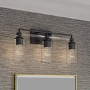 Three Light Vanity<br /><span style="color:#4AB0CE;">Entrega: 4-10 dias en USA</span><br /><span style="color:#4AB0CE;font-size:60%;">PREGUNTE POR ENTREGA EN PANAMA</span><br />Collection: Binsly<br />Finish: Rustic Gun Metal