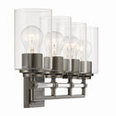 Four Light Vanity<br /><span style="color:#4AB0CE;">Entrega: 4-10 dias en USA</span><br /><span style="color:#4AB0CE;font-size:60%;">PREGUNTE POR ENTREGA EN PANAMA</span><br />Collection: Binsly<br />Finish: Rustic Gun Metal