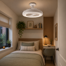 Abanico De Techo Base E27 Luz Led Integrada 20W 6500K Acabado Blanco Control Remoto 110-240V.