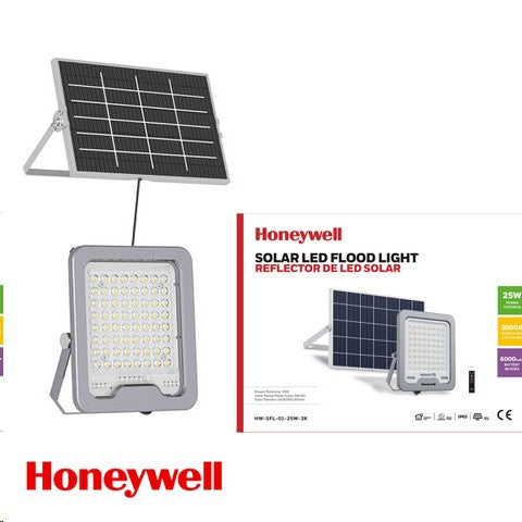 REFLECTOR SOLAR LED 25W, EMITE 162LM/W, TONALIDAD 3000K, PANEL 8W, 6V, GRADO DE PROTECCION IP65.