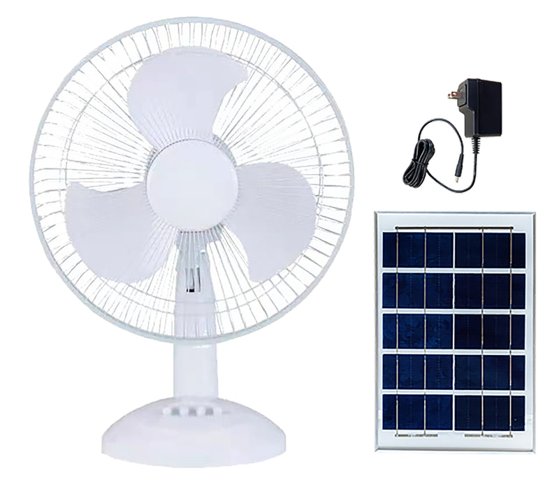 ABANICO DE MESA SOLAR 16" 15W PANEL SOLAR 9V 2A 110-240V-50-60HZ.