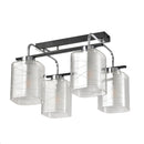 LÁMPARA DE TECHO MODERNA DECORATIVA 4XE27-40W (NO INCLUIDO) VIDRIO FROSTED +  NEGRO + CROMO.