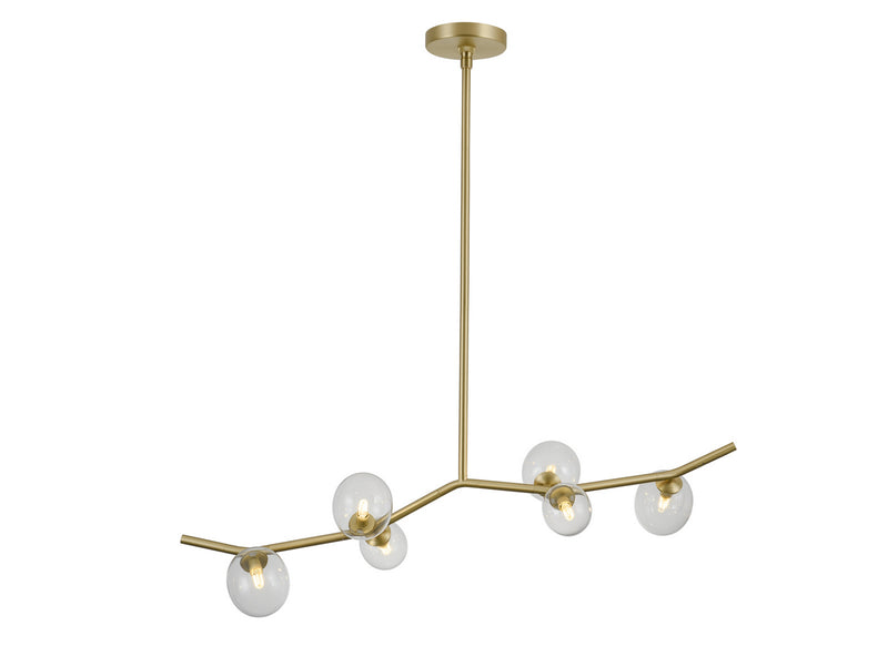Avenue Lighting - HF4806-CLR - Six Light Chandelier - Hampton - Brushed Brass With Clear Glass
