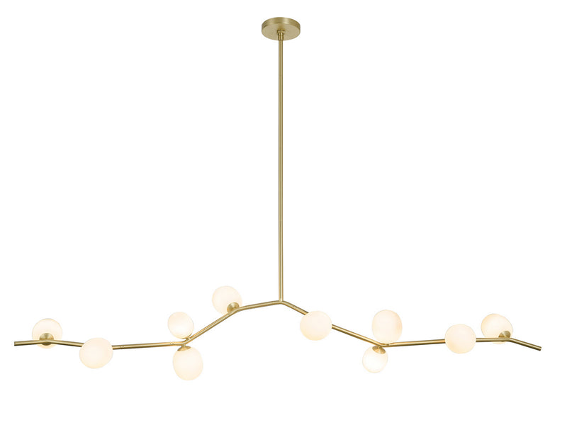 Avenue Lighting - HF4810-WHT - Ten Light Chandelier - Hampton - Brushed Brass With White Glass