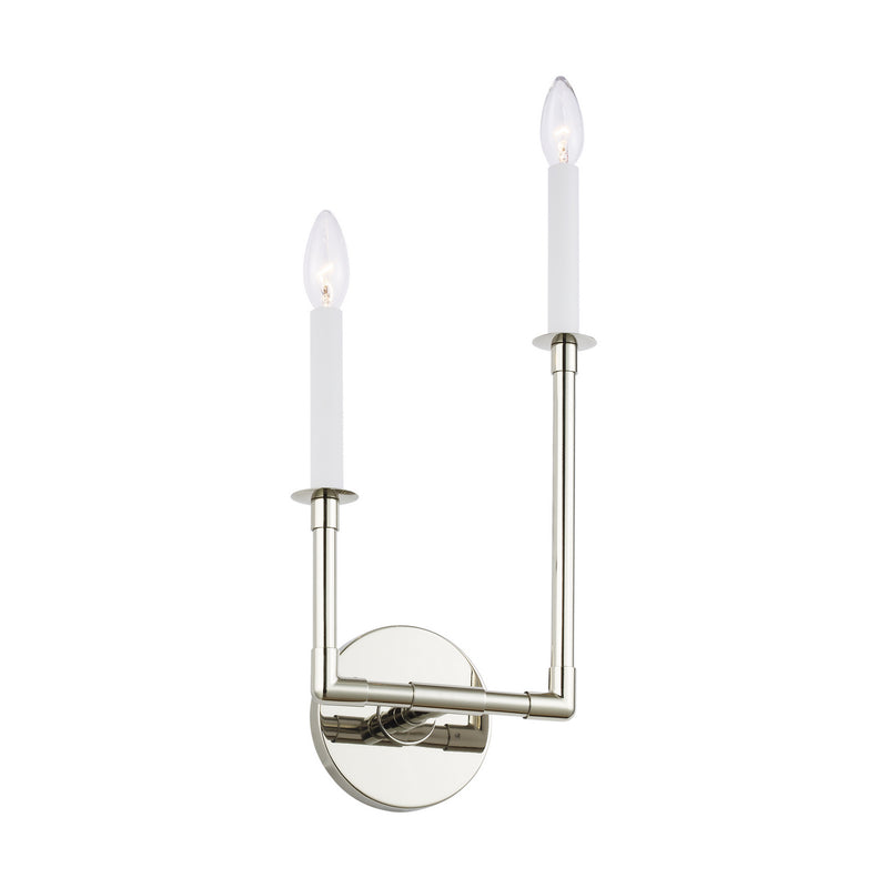 Two Light Wall Sconce<br /><span style="color:#4AB0CE;">Entrega: 4-10 dias en USA</span><br /><span style="color:#4AB0CE;font-size:60%;">PREGUNTE POR ENTREGA EN PANAMA</span><br />Collection: Bayview<br />Finish: Polished Nickel