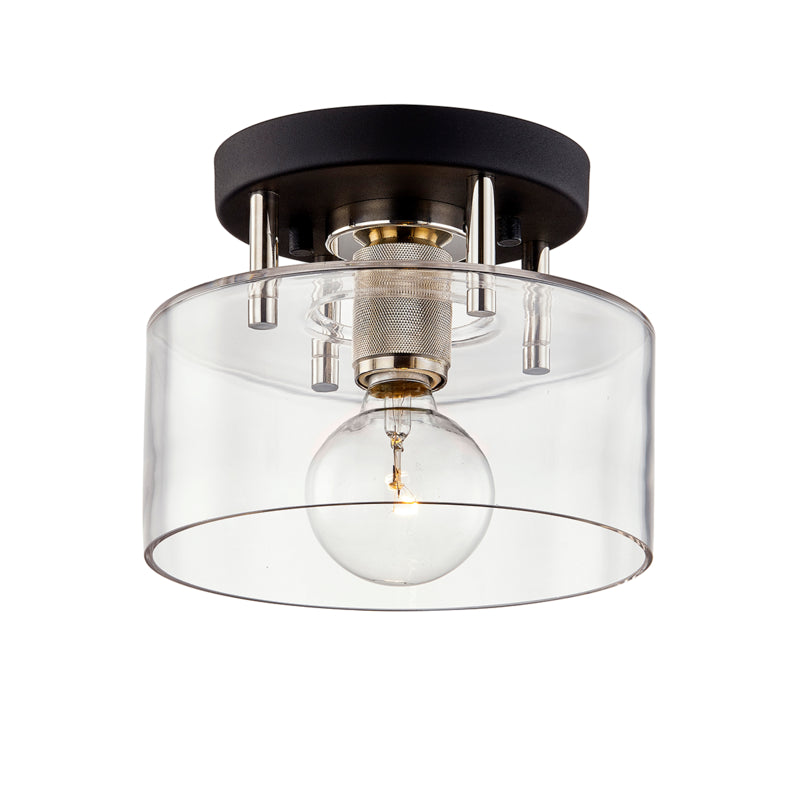 Troy Lighting - C7550-TBK/PN - One Light Semi-Flush Mount - Bergamot Station - Carbide Blk & Pol Nickel