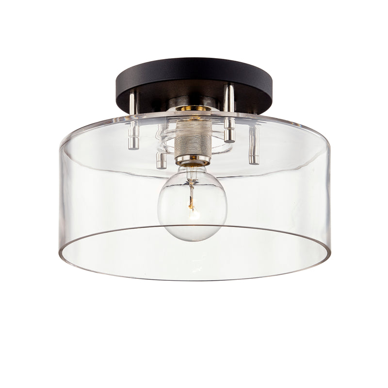 Troy Lighting - C7551-TBK/PN - One Light Semi-Flush Mount - Bergamot Station - Carbide Blk & Pol Nickel