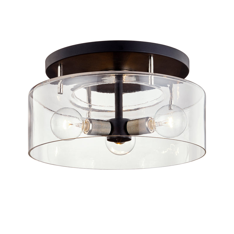 Troy Lighting - C7552-TBK/PN - Three Light Semi Flush Mount - Bergamot Station - Carbide Blk & Pol Nickel