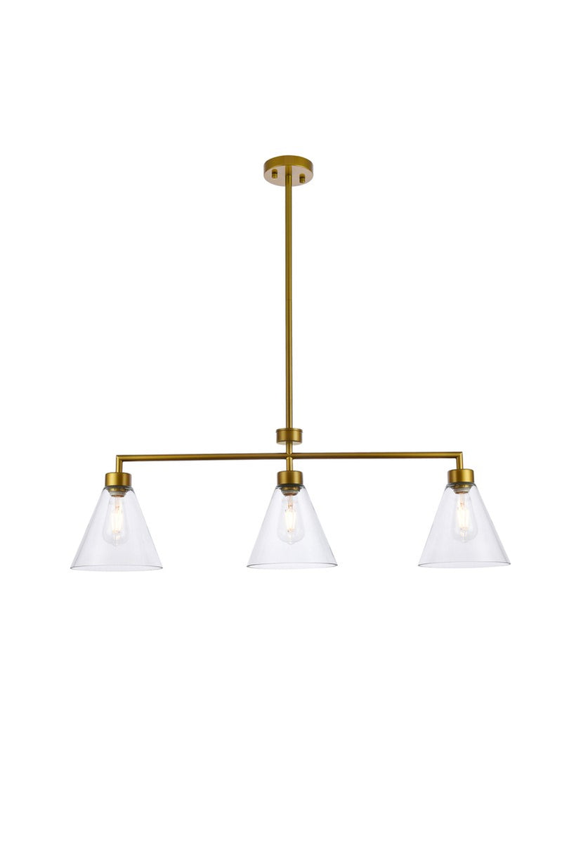 Elegant Lighting - LD2502BR - Three Light Pendant - Mera - Brass
