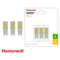 Set de 3 focos led dimeable led g9-4w, 495lm, 3000k, 110-130v/50-60hz pf>0.5 cri>80, marca honeywell.