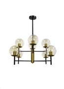 LÁMPARA DE TECHO MODERNA 8XE27-40W (NO INCLUIDO) 100-240V ACABADO GOLD PLATING + NEGRO MATE.