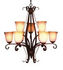 LÁMPARA  DE TECHO COLGANTE 9XE27-60W (NO INCLUIDO) ACABADO  METAL +  VIDRIO.