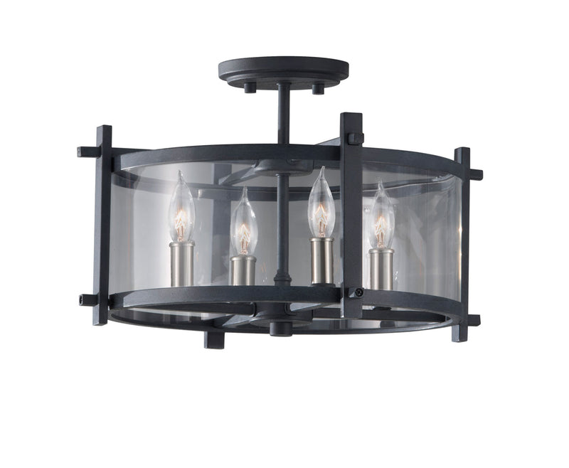 Generation Lighting. - SF292AF/BS - Four Light Ceiling Fixture - Ethan - Antique Forged Iron / Brushed Steel