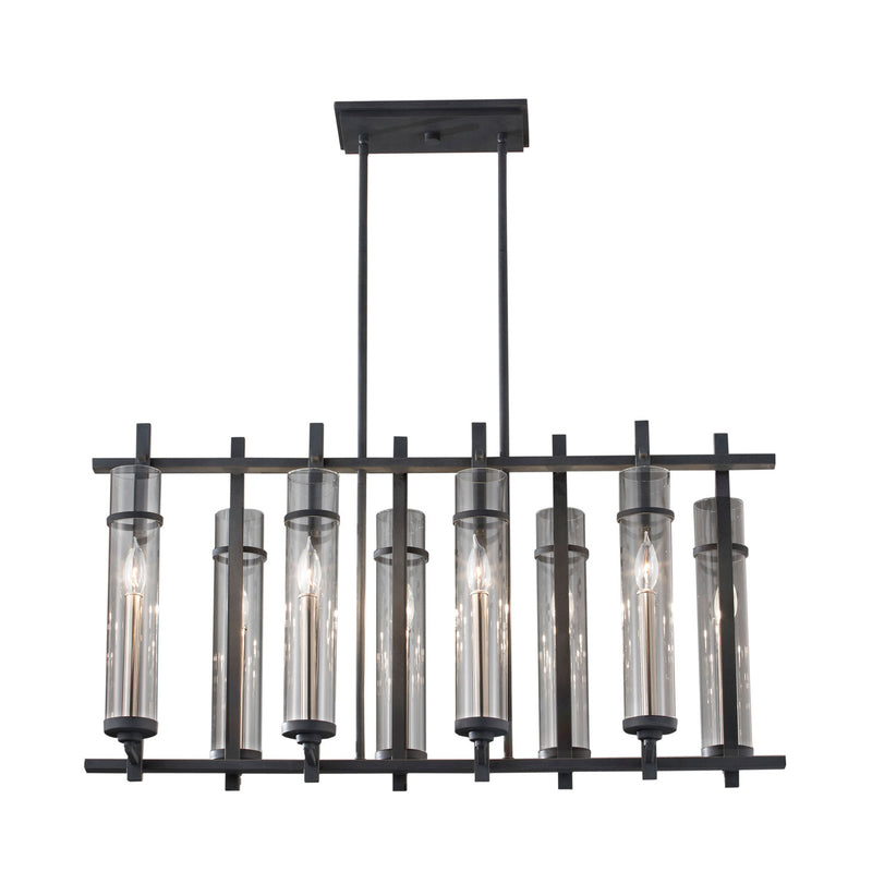 Generation Lighting. - F2630/8AF/BS - Eight Light Chandelier - Ethan - Antique Forged Iron / Brushed Steel