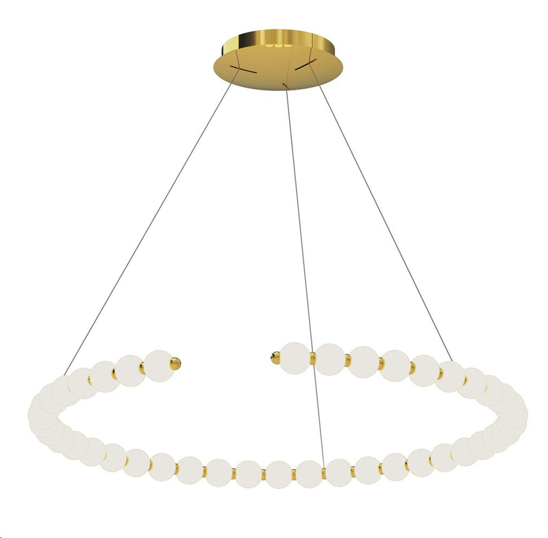 LÁMPARA DE TECHO  LED COLGANTE MODERNA DECORATIVA  84W, 3000K, 100-240V/50-60HZ, CRI>80, ACABADO DORADO.