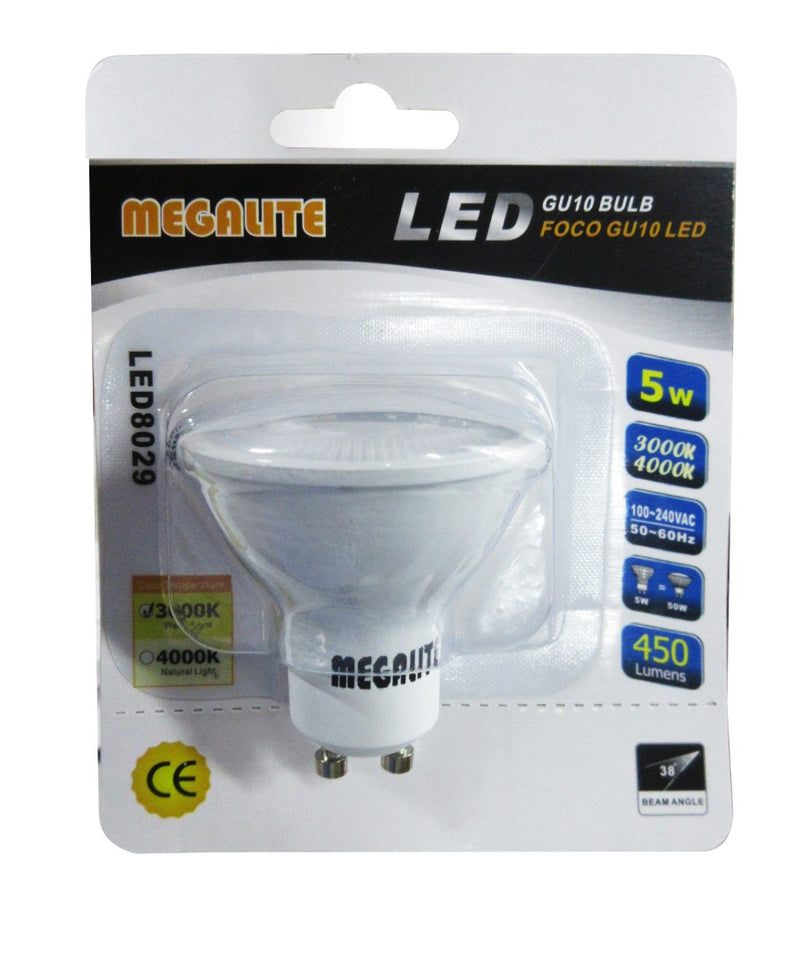 FOCO LED GU10, 5W, 450LM, 6000K.