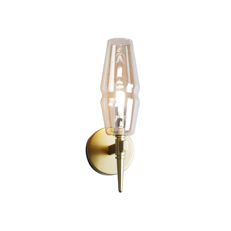 LÁMPARA DE PARED 1XG9-LED ( NO INCLUIDO ), ACABADO SATIN GOLD V. COGNAC, 110-240V ,50-60HZ