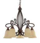 LÁMPARA DE TECHO COLGANTE 5XE27-60W ( NO INCLUIDOS ) ACABADO DE METAL RUST+ VIDRIO MURANO