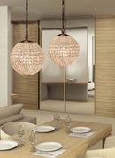 LAMPARA DE CRISTAL COLGANTE PARA TECHO MARCA CRYSTORAMA ACABADO ANTIQUE BRASS WROUGHT IRON. H15 X W14. 1XE27 NO INCLUIDO.