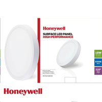 Lámpara de techo tipo panel led superficial redondo 18w, 1200lm, 6500k, 100-265v, 50-60hz cri70 pf0.50 110°, marca honeywell.