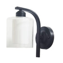 LÁMPARA DE PARED DECORATIVA 1X27-40W(A19) NO INCLUIDO , PANTALLA DE VIDRIO  MILKY ACABADO NEGRO MATE