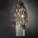 LAMPARA DE COLGAR AVARIO LUCIDO MARCA IDL, CON ESTRUCTURA DE METAL CON  CRISTAL SWAROVSKI Y MARCO SUAVE DE MARFIL.