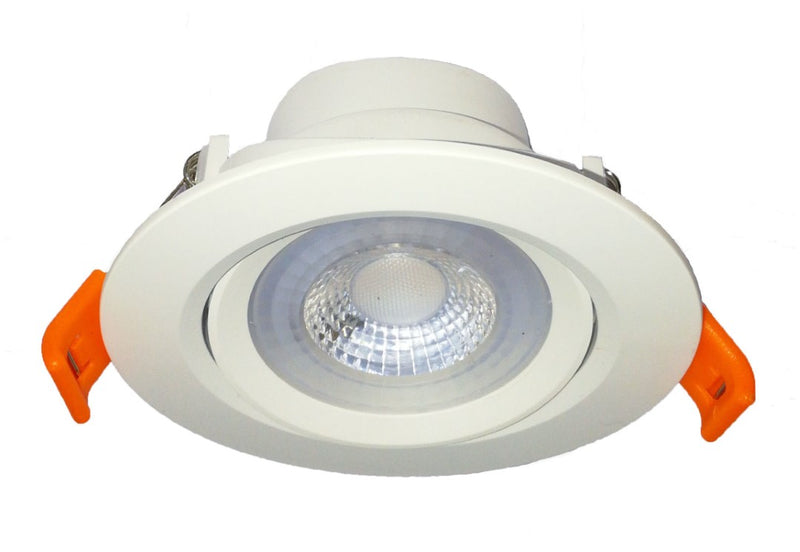 SPOT DE TECHO LED MARCA LIGHTSOURCE  CUERPO DE ABS PARA INTERPERIE, POTENCIA DE 5W 500LM 3000K 110-240V 50-60HZ IP20 BLANCO D-91X45.7MM DIRECCIONABLE