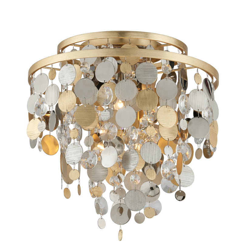 Corbett Lighting - 215-33-SL/GL/SS - Three Light Flush Mount - Ambrosia - Silver & Gold Leaf & Stainless