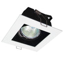 SPOT EMPOTRABLE 1XGU10-50W, (FOCO NO INCLUIDO) 110-240V, 50-60HZ, IP20, ACABADO NEGRO + BLANCO.