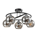 LÁMPARA DE TECHO MODERNAS DECORATIVA 5XE27-40W (NO INCLUIDO) 100-240V PANTALLA  VIDRIO AMBER ACABADO NEGRO+ CROMO PLATING