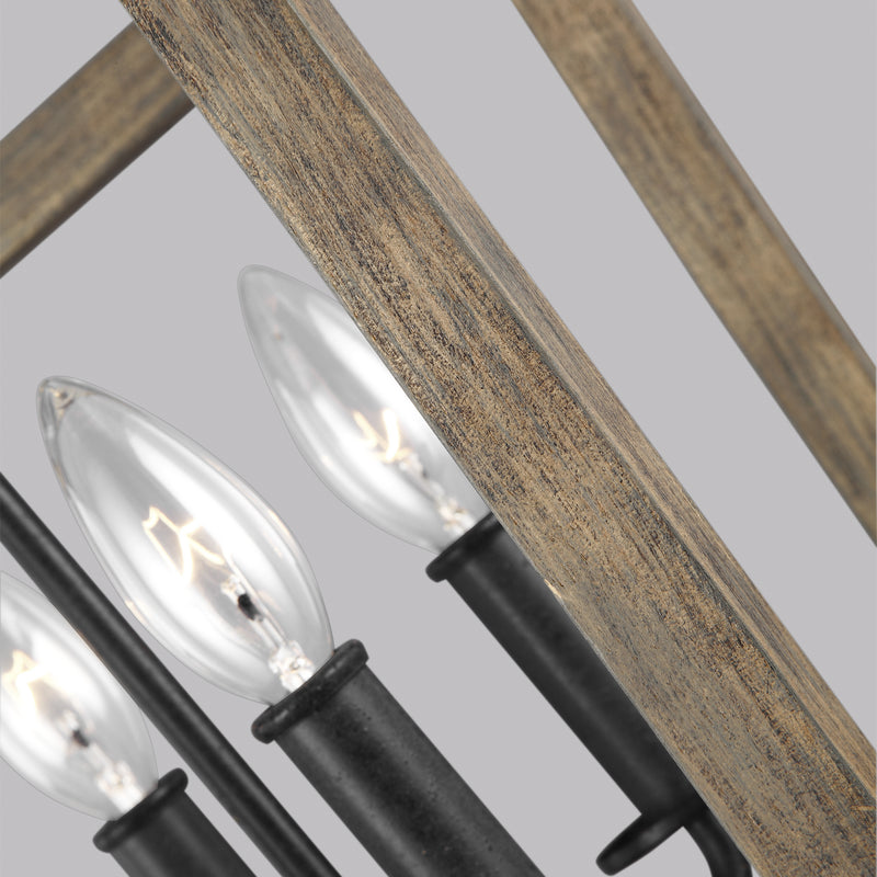 Visual Comfort Studio - F3190/4WOW/AF - Four Light Chandelier - Gannet - Weathered Oak Wood / Antique Forged Iron