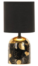 LÁMPARA DE MESA 1XE27-40W (NO INCLUIDO) 110-240V, ACABADO PANTALLA NEGRA + DORADA ADENTRO.
