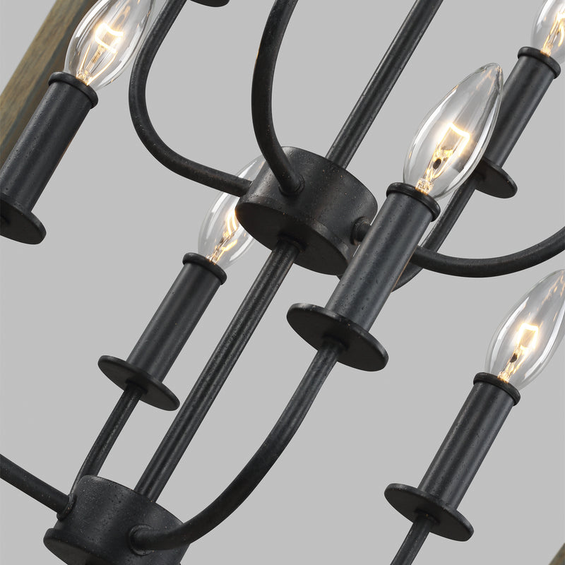 Visual Comfort Studio - F3194/8WOW/AF - Eight Light Chandelier - Gannet - Weathered Oak Wood / Antique Forged Iron