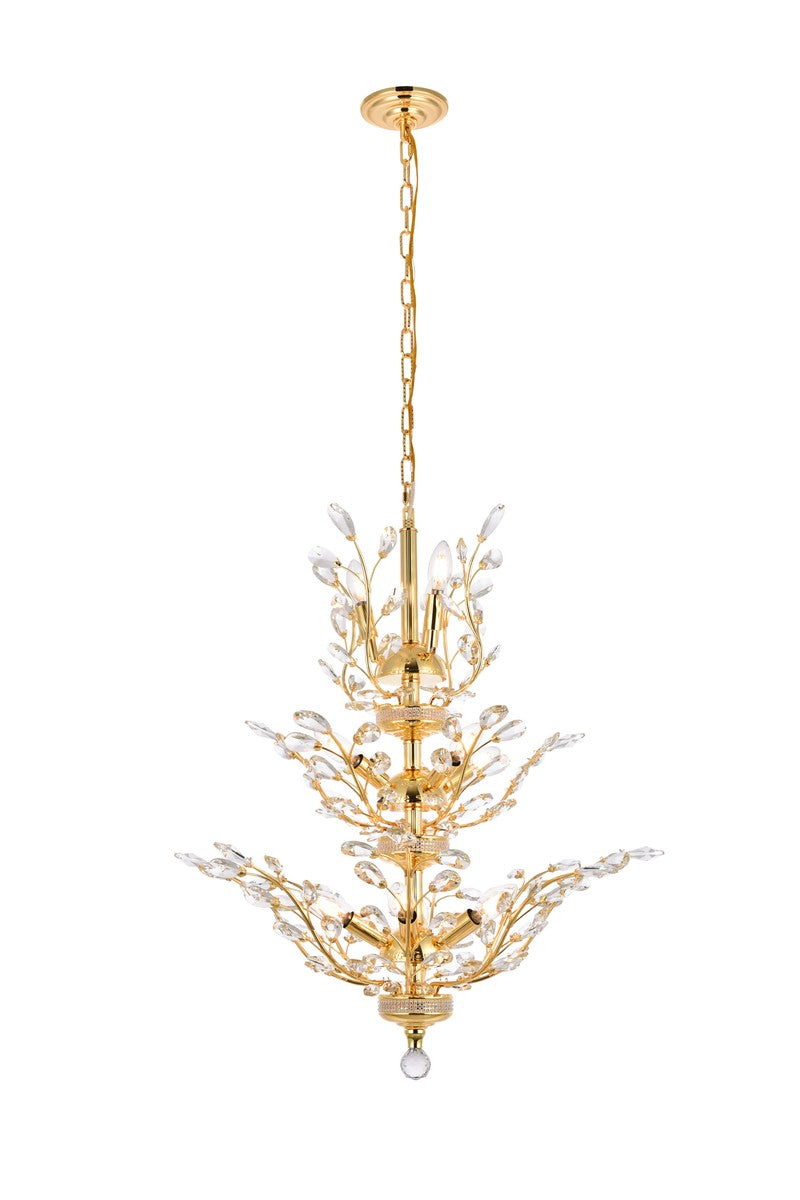 Elegant Lighting - V2011D27G/RC - 13 Light Chandelier - Orchid - Gold