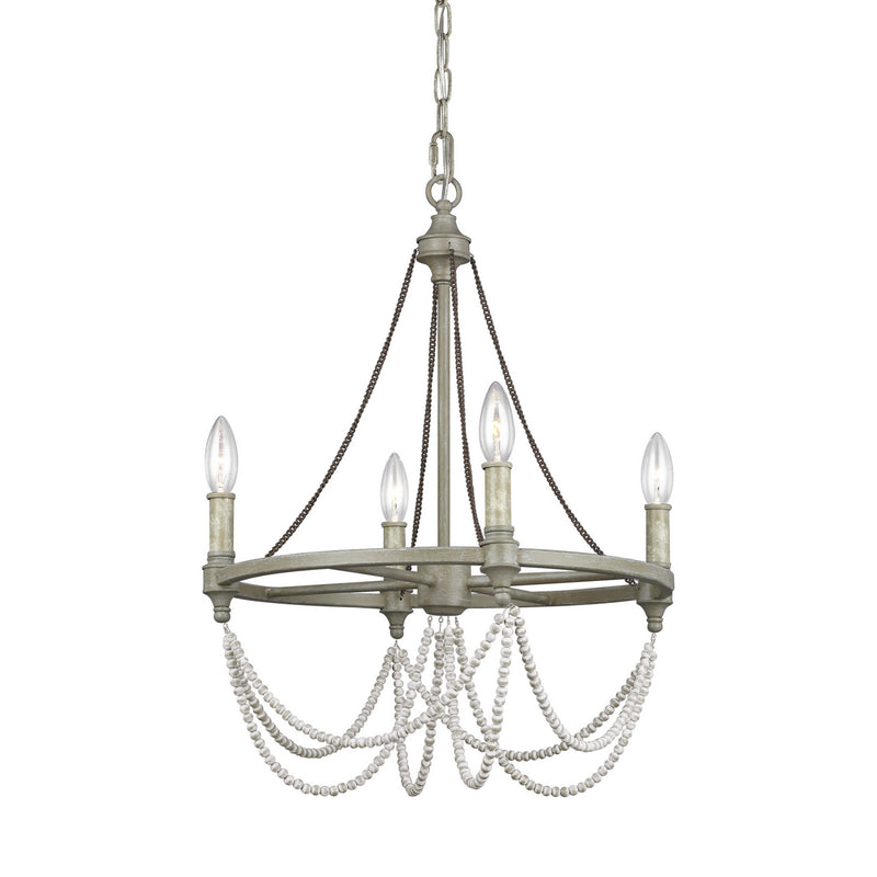 Four Light Chandelier<br /><span style="color:#4AB0CE;">Entrega: 4-10 dias en USA</span><br /><span style="color:#4AB0CE;font-size:60%;">PREGUNTE POR ENTREGA EN PANAMA</span><br />Collection: Beverly<br />Finish: French Washed Oak / Distressed White Wood