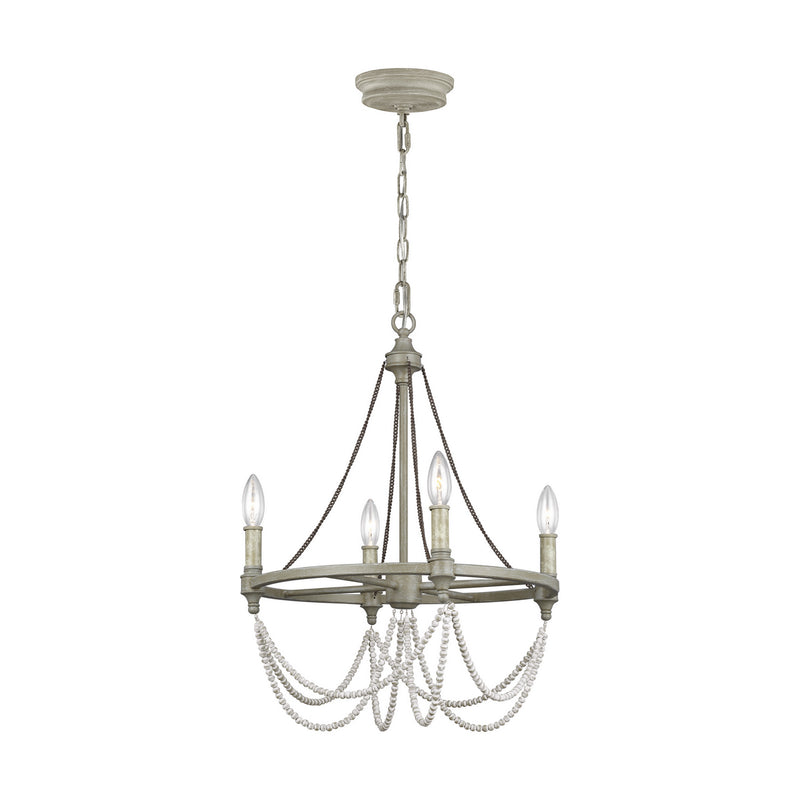 Four Light Chandelier<br /><span style="color:#4AB0CE;">Entrega: 4-10 dias en USA</span><br /><span style="color:#4AB0CE;font-size:60%;">PREGUNTE POR ENTREGA EN PANAMA</span><br />Collection: Beverly<br />Finish: French Washed Oak / Distressed White Wood