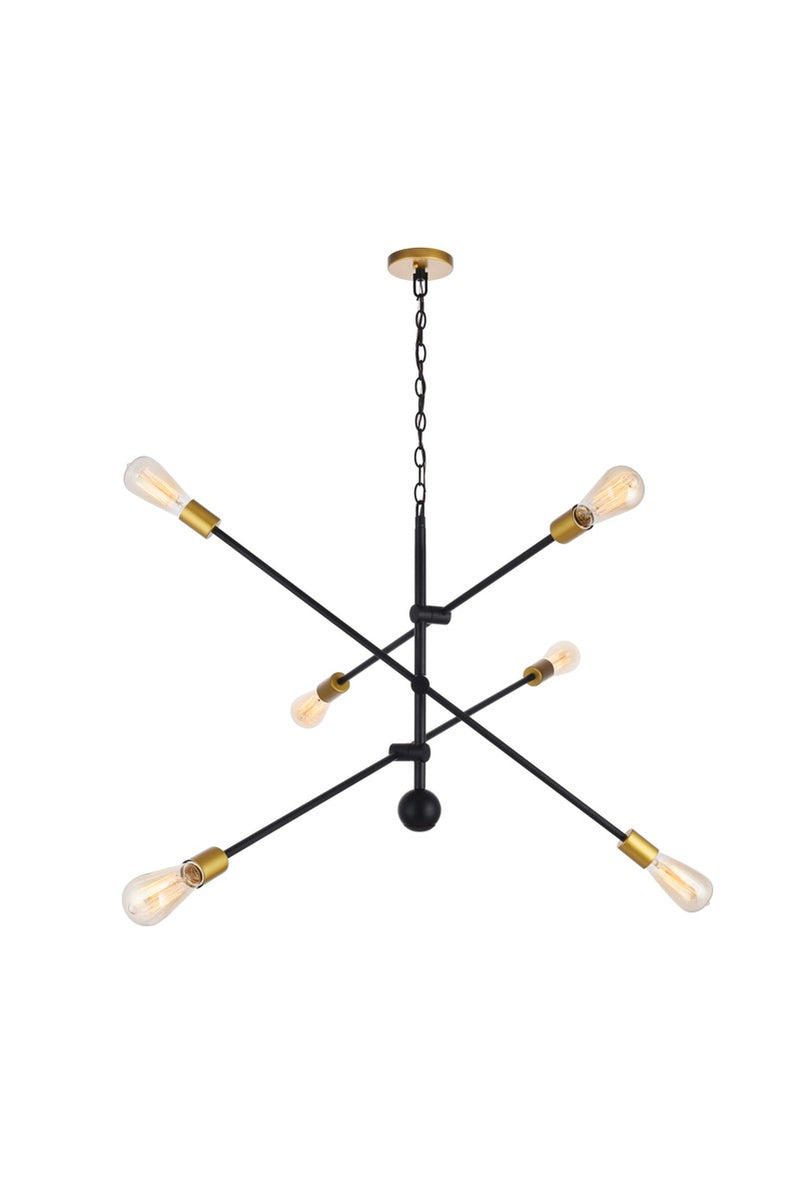 Elegant Lighting - LD8009D42BK - Six Light Pendant - Axel - black