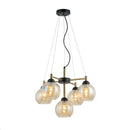 Lámpara De Techo Colgante Moderna Decorativa 8Xe27-40W (No Incluido) 110-240V, Acabado En Vidrio + Negro.