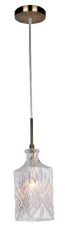 LÁMPARA DE TECHO COLGANTE 1XG9 28W( NO INCLUIDO) DIMENSIONES: L90 90 H1200MM ACABADO METAL Y VIDRIO CLARO.