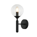 LÁMPARA DE PARED MODERNA DECORATIVA 1XE12-40W (NO INCLUIDO) 110-240V, ACABADO NEGRO + VIDRIO CLARO.