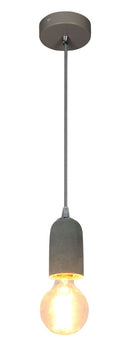 LÁMPARA DECORATIVA PARA COLGAR COMPUESTA DE SU CABLE Y BASE PARA BOMBILLO EN ACABADO DE CONCRETO