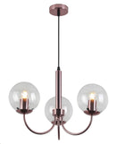 LÁMPARA DE TECHO COLGANTE 3XE27-40W (NO INCLUIDO) 110-240V, 50-60HZ, ACABADO  PANTALLA DE VIDRIO CLARO +  ANTIBRASS.