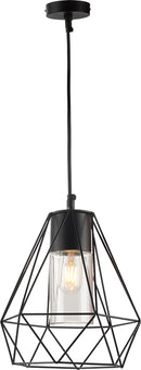 LÁMPARA COLGANTE PARA  EXTERIOR O INTERIOR , UTILIZA 1XE27 60W(NO INCLUIDO) IP44  D-910X220MM ACABADO EN NEGRO METALICO Y PANTALLA DE VIDRIO.MARCA GENOVA