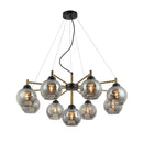 LÁMPARA DE TECHO COLGANTE MODERNA DECORATIVA 9XE27-40W (NO INCLUIDO) 110-240V, ACABADO EN VIDRIO GRIS + DORADO.