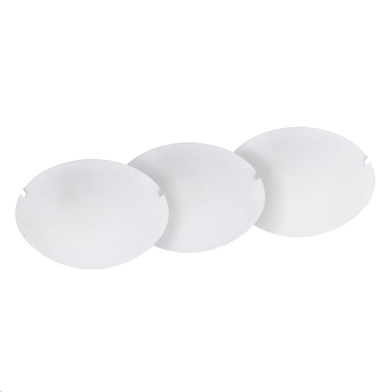 LÁMPARAS TECHO  TIPO PLAFON TRI-PACK 2XE27-40W (NO INCLUIDO)110-130V,  VIDRIO ESTANPADO  BLANCO FROSTED.