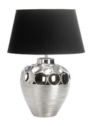 LÁMPARA DECORATIVA MODERNA DE MESA PARA SOBREPONER CON CUERPO METALICO CON ACABADO EN TONO SYLVER