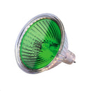 FOCO HALOGENO 50W, 12V, COLO VERDE, BASE GX5.3, MARCA MEGA LITE.