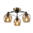 LÁMPARA DE TECHO MODERNA DECORATIVA 3XE27-40W (NO INCLUIDO)  100-240V VIDRIO AMBER ACABADO NEGRO+ ANTI-BRASS
