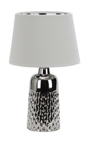 LÁMPARA DE MESA DECORITIVA 1XE27-60W (NO INCLUIDO) 110-240V ACABADO CERAMICA SILVER + PANTALLA BLANCA.